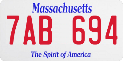 MA license plate 7AB694