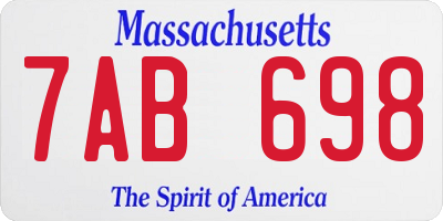 MA license plate 7AB698