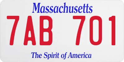 MA license plate 7AB701