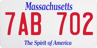MA license plate 7AB702