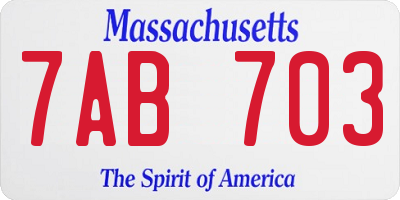 MA license plate 7AB703