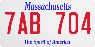 MA license plate 7AB704