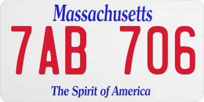 MA license plate 7AB706