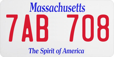 MA license plate 7AB708
