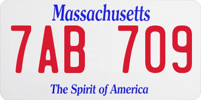 MA license plate 7AB709