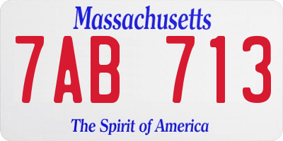MA license plate 7AB713