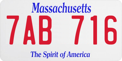 MA license plate 7AB716