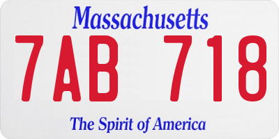 MA license plate 7AB718