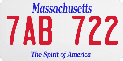 MA license plate 7AB722
