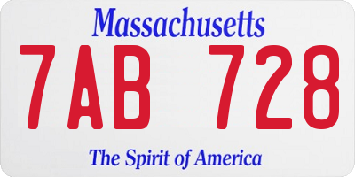MA license plate 7AB728