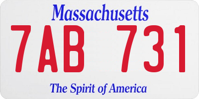 MA license plate 7AB731