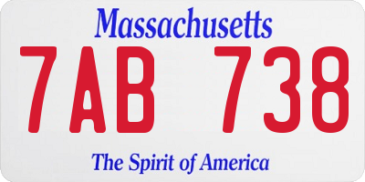 MA license plate 7AB738