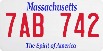 MA license plate 7AB742