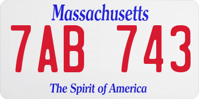 MA license plate 7AB743