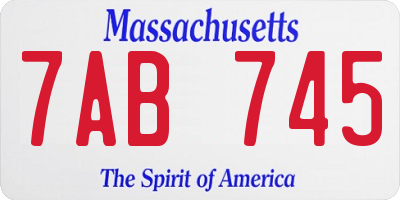 MA license plate 7AB745