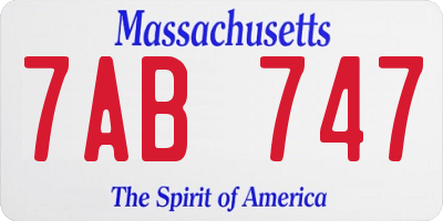 MA license plate 7AB747