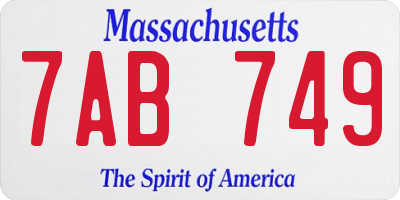 MA license plate 7AB749