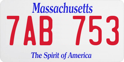 MA license plate 7AB753