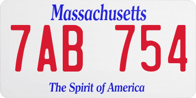 MA license plate 7AB754