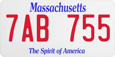 MA license plate 7AB755