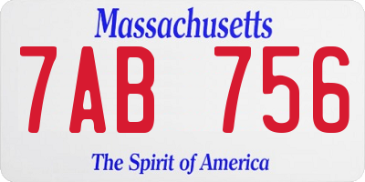 MA license plate 7AB756