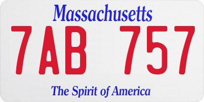MA license plate 7AB757
