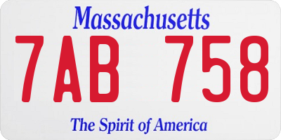 MA license plate 7AB758