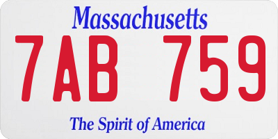 MA license plate 7AB759