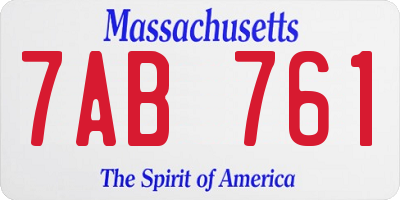 MA license plate 7AB761