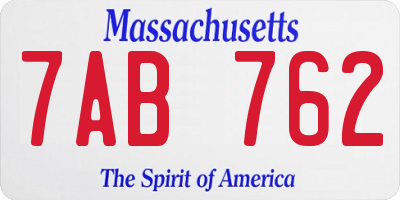 MA license plate 7AB762