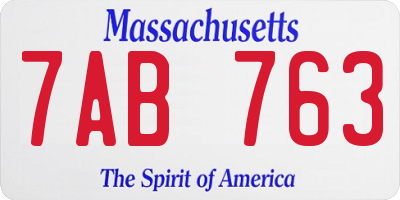 MA license plate 7AB763