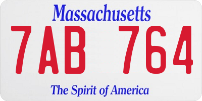 MA license plate 7AB764