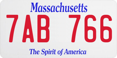 MA license plate 7AB766