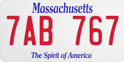 MA license plate 7AB767