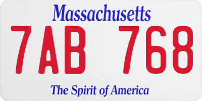 MA license plate 7AB768