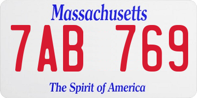 MA license plate 7AB769