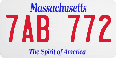 MA license plate 7AB772