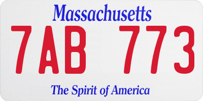 MA license plate 7AB773