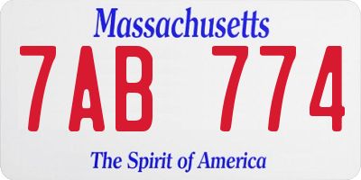 MA license plate 7AB774