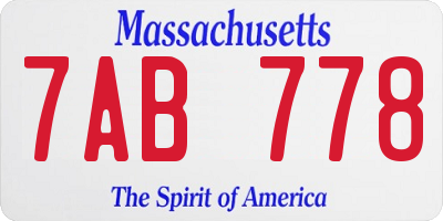 MA license plate 7AB778