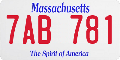 MA license plate 7AB781
