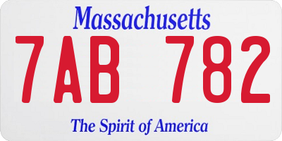 MA license plate 7AB782