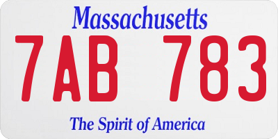 MA license plate 7AB783