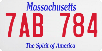 MA license plate 7AB784