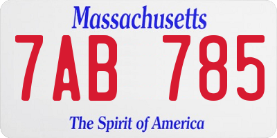 MA license plate 7AB785