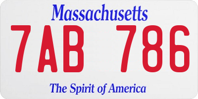 MA license plate 7AB786