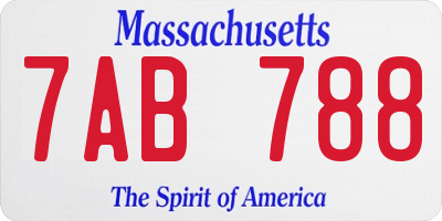MA license plate 7AB788