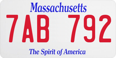 MA license plate 7AB792