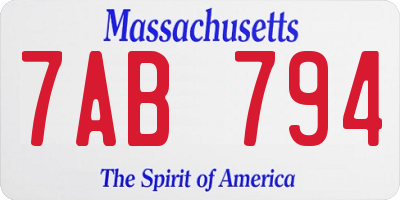 MA license plate 7AB794