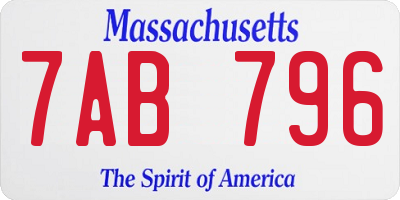 MA license plate 7AB796